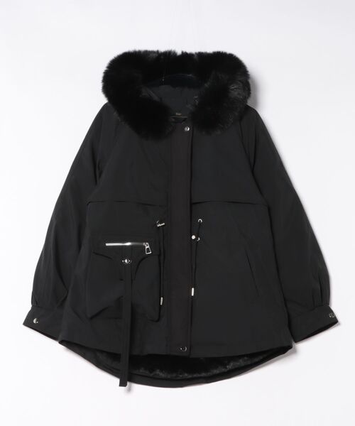 ダウンコート ダウンジャケット フェイクファーフード付き エコダウン