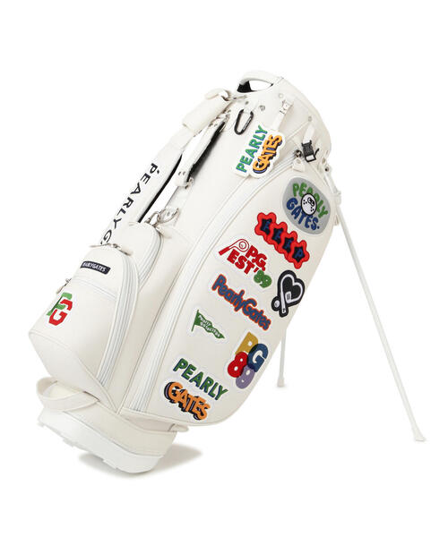 PEARLY GATES ホワイトゴルフバッグ PEARLY GATES（パーリーゲイツ） ゴルフ 「PEARLY GATES」ロゴワッペン