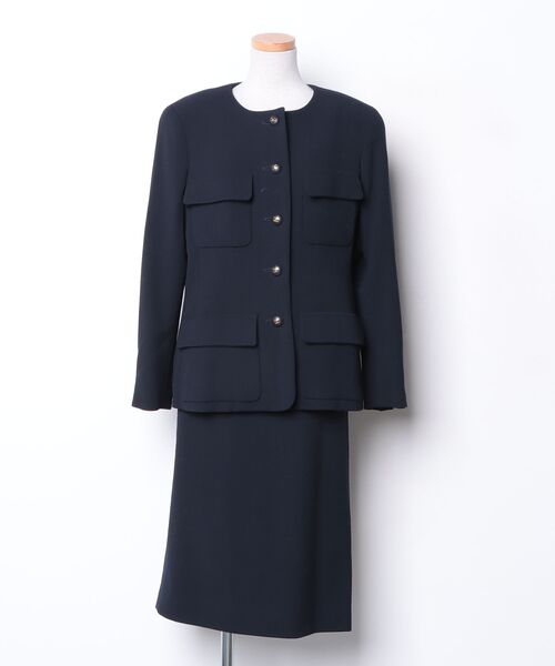 CHANEL（シャネル） スカートスーツ 42 ネイビー レディース
