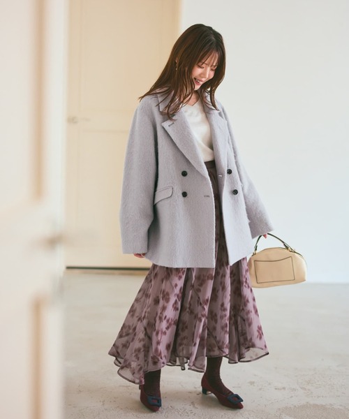 ★ebure★雑誌掲載★たっぷりアルパカシャギーコート★グレー★ アルパカシャギー コート | ebure (Women)/エブール | 三越伊勢丹