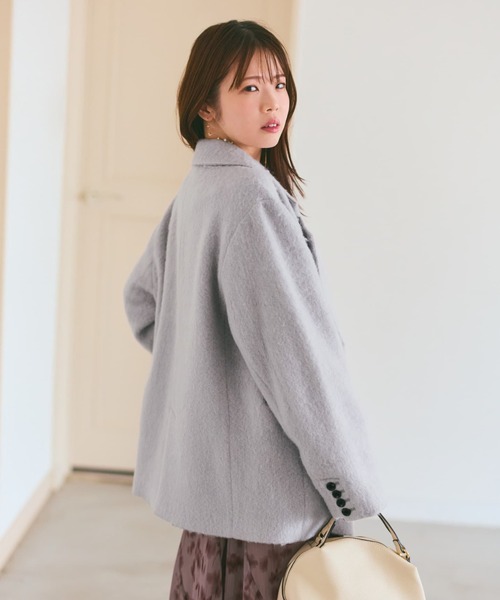 ★ebure★雑誌掲載★たっぷりアルパカシャギーコート★グレー★ アルパカシャギー コート | ebure (Women)/エブール | 三越伊勢丹