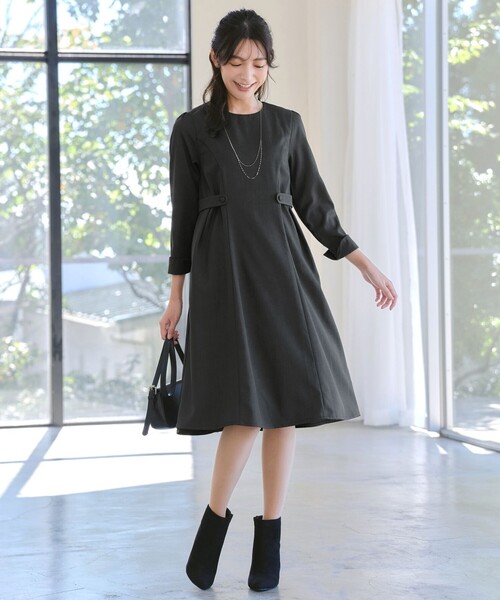 「Tiaclasse」 長袖ワンピース S モカ レディース_画像4