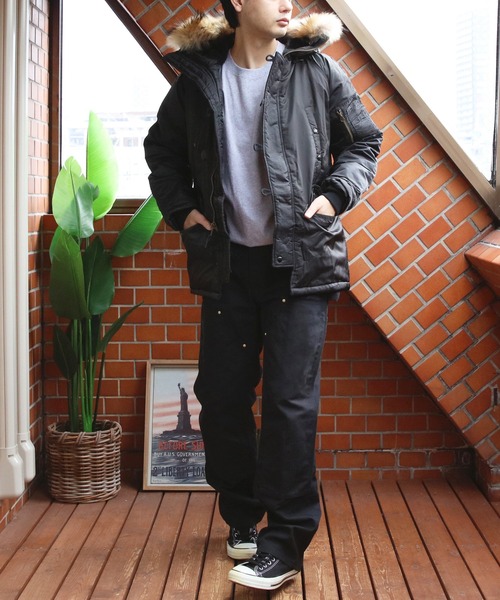 N3-B モッズコート アウター 上着 ブラック y2k リアルファー y2k】【M】AVIREX アヴィレックス N3-B ラクーン モッズコート 平成