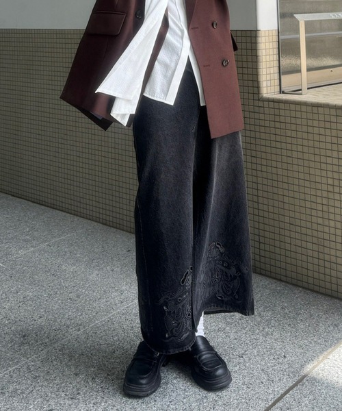 Ameri（アメリ） デニムスカート UND CUTWORK EMBROIDERY DENIM SKIRT