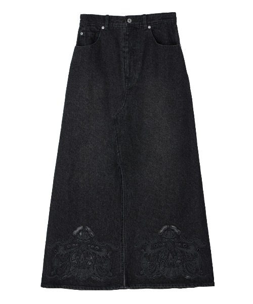 Ameri（アメリ） デニムスカート UND CUTWORK EMBROIDERY DENIM SKIRT