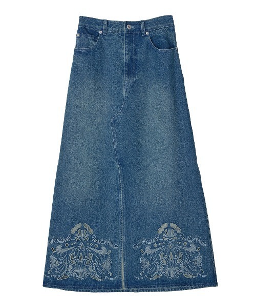 Ameri（アメリ） デニムスカート UND CUTWORK EMBROIDERY DENIM SKIRT