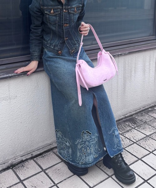 Ameri（アメリ） デニムスカート UND CUTWORK EMBROIDERY DENIM SKIRT