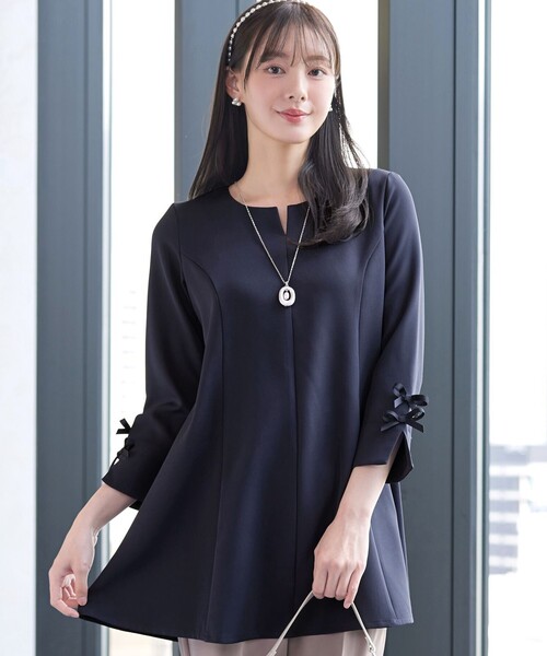 Tiaclasse ブラウス シャツ 袖リボンチュニック レディース : ZOZOTOWN