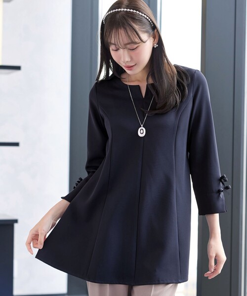 Tiaclasse ブラウス シャツ 袖リボンチュニック レディース : ZOZOTOWN