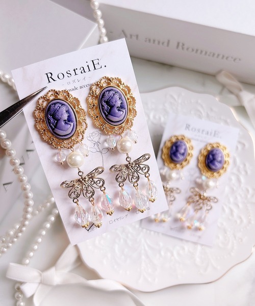 TONE（トネ） ピアス 「RosraiE」レディカメオレース シャンデリア