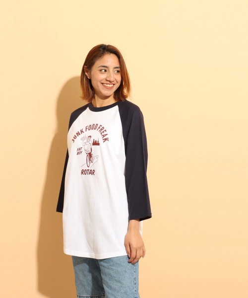 「ROTAR」 長袖Tシャツ LARGE ホワイト×ネイビー メンズ_画像3