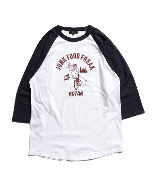 「ROTAR」 長袖Tシャツ LARGE ホワイト×ネイビー メンズ_画像4