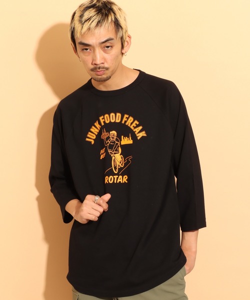 「ROTAR」 長袖Tシャツ LARGE ホワイト×ネイビー メンズ_画像7