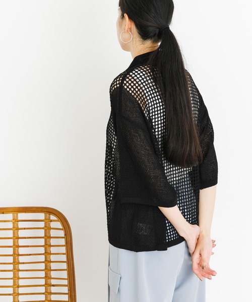 「UR Lab.」 7分袖ニットカーディガン FREE グリーン レディース_画像5