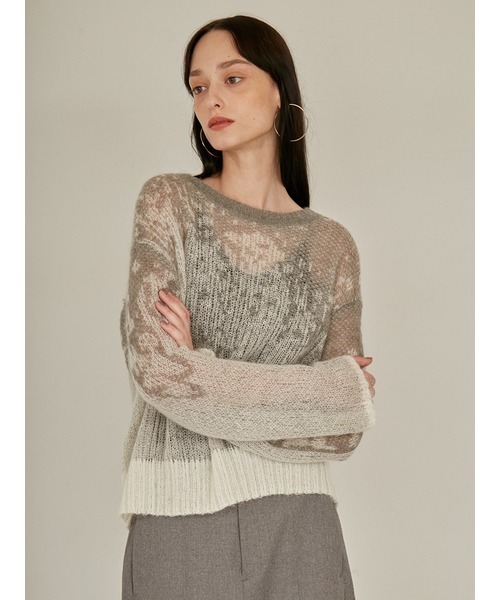 「styling/」 長袖ニット FREE ライトグレー レディース_画像3