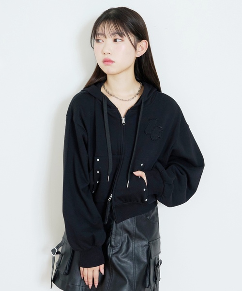 LOVETOXIC パーカー 「LTXC/綿100%/セット可」スタッズZIPパーカー