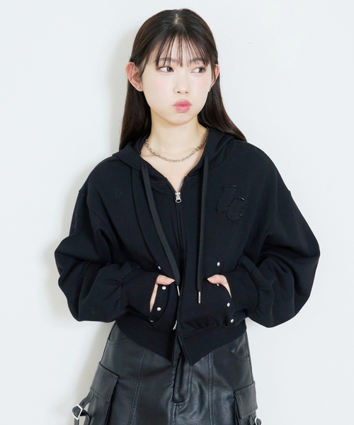 LOVETOXIC パーカー 「LTXC/綿100%/セット可」スタッズZIPパーカー
