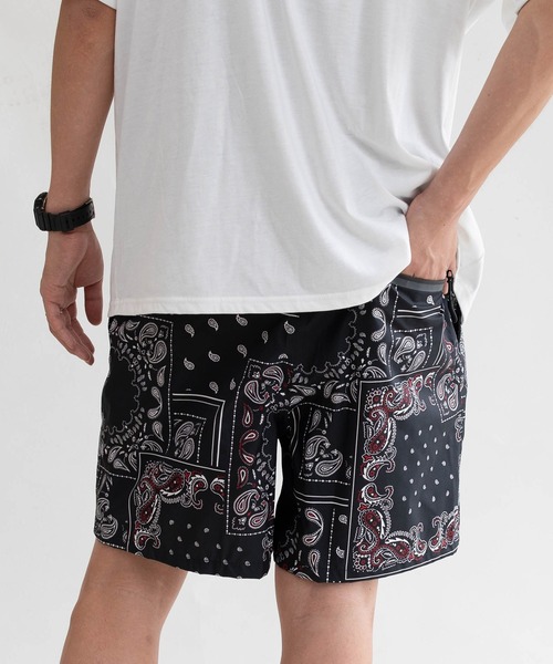 「KiU」 ショートパンツ X-LARGE ブラック×レッド メンズ_画像3