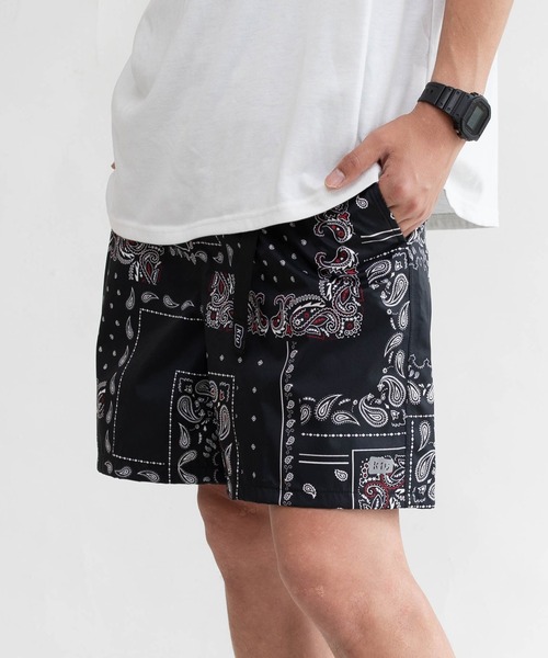 「KiU」 ショートパンツ X-LARGE ブラック×レッド メンズ_画像4