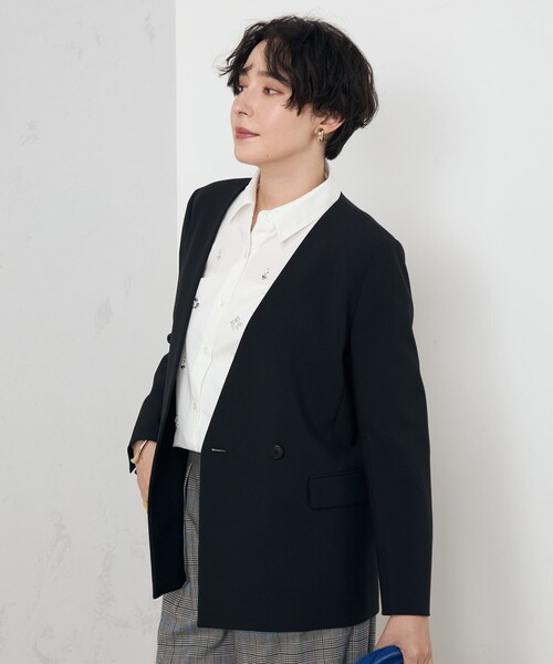 「NOLLEY'S」 ノーカラージャケット 38 キャメル レディースの画像