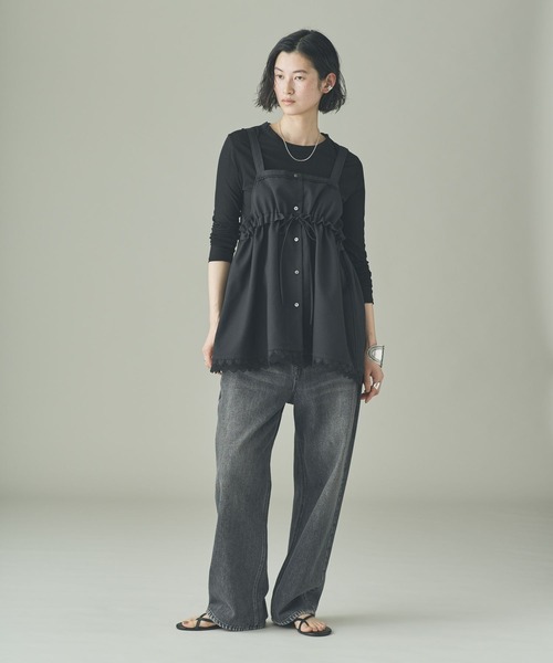 curensology コットンシルクワイドポロプルオーバー　ブラック　新品 Curensology(カレンソロジー)/ポンチコクーンプルオーバー（Tシャツ