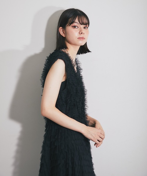 「SMILE ORCHID」 ノースリーブワンピース M ブラック レディース_画像6