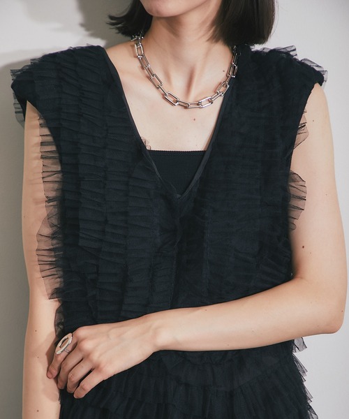 「SMILE ORCHID」 ノースリーブワンピース M ブラック レディース_画像8