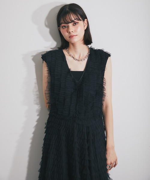 「SMILE ORCHID」 ノースリーブワンピース M ブラック レディース_画像9