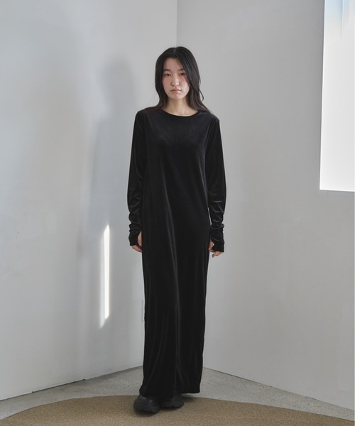「feepur」 長袖ワンピース 2T ブラック レディース_画像3