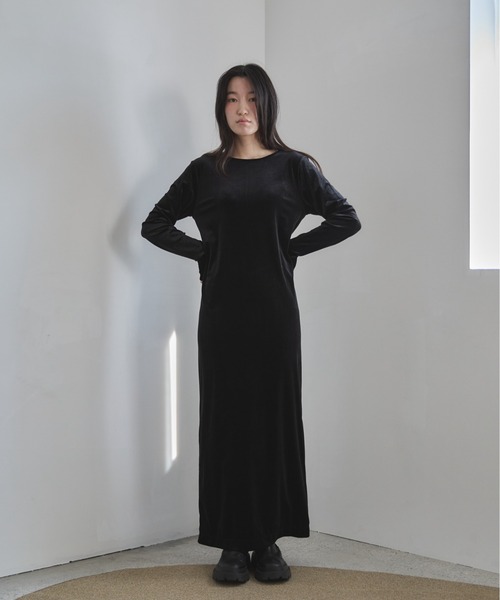 「feepur」 長袖ワンピース 2T ブラック レディース_画像5