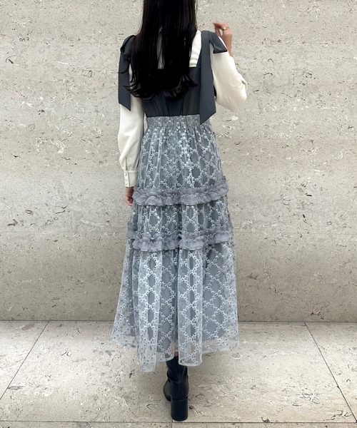 「Cheek」 長袖ワンピース MEDIUM ネイビー レディース_画像2