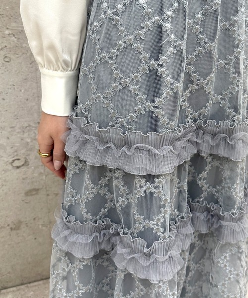 「Cheek」 長袖ワンピース MEDIUM ネイビー レディース_画像5
