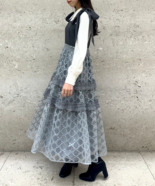 「Cheek」 長袖ワンピース MEDIUM ネイビー レディース_画像7