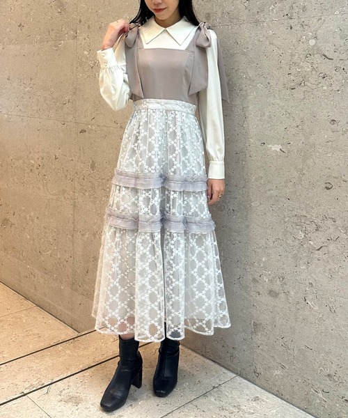 「Cheek」 長袖ワンピース MEDIUM ネイビー レディース_画像8