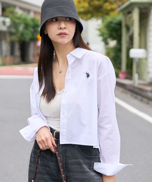 「U.S. POLO ASSN.」 長袖シャツ フリ- ブルー レディース_画像2
