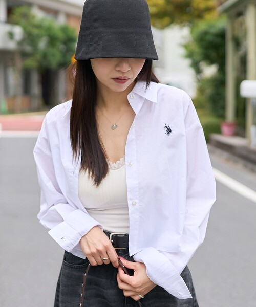 「U.S. POLO ASSN.」 長袖シャツ フリ- ブルー レディース_画像3