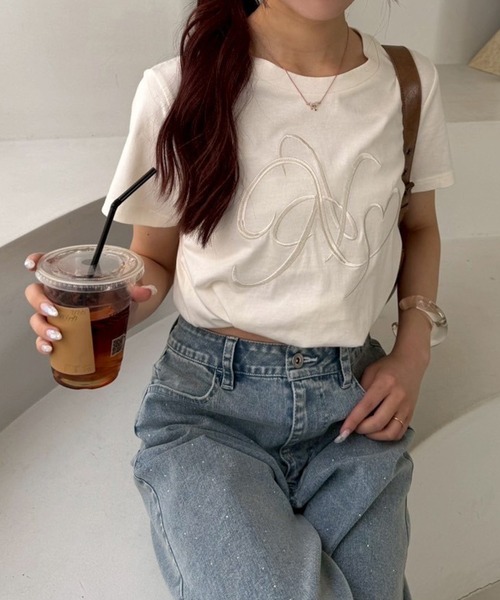 one after another NICE CLAUP tシャツ 半袖 イニシャルビッグロゴ刺繍