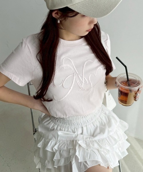 one after another NICE CLAUP tシャツ 半袖 イニシャルビッグロゴ刺繍
