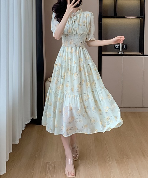 ワンピース フラワー柄 シフォン ウエストマーク : ZOZOTOWN Yahoo!店