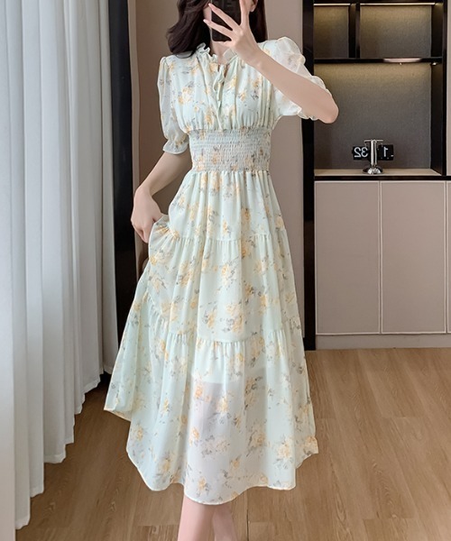 ワンピース フラワー柄 シフォン ウエストマーク : ZOZOTOWN Yahoo!店