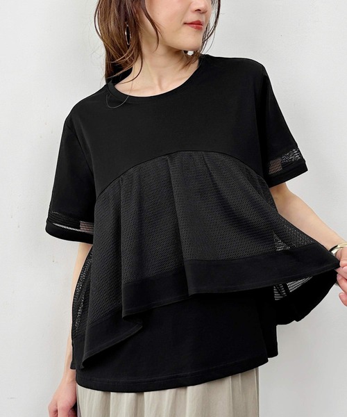 tシャツ 半袖 メッシュ切り替えTシャツ レディース
