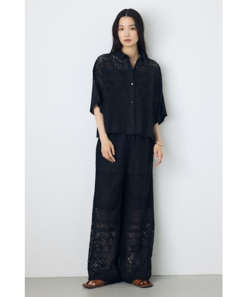 ワイドパンツ スラックス パンツ 「身長/骨格別着用画像あり」レースワイドパンツ レディース | AZUL BY MOUSSY | 14