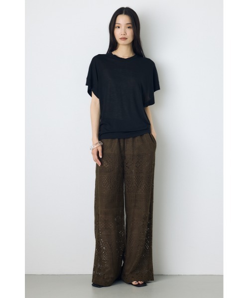 ワイドパンツ スラックス パンツ 「身長/骨格別着用画像あり」レースワイドパンツ レディース | AZUL BY MOUSSY | 20