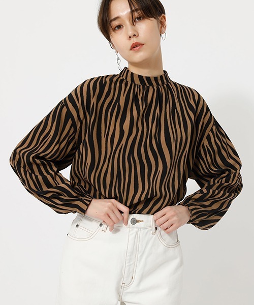 シャツ ブラウス Zebra Bottle Neck Blouse ゼブラボトルネックブラウス Zozotown Paypayモール店 通販 Paypayモール
