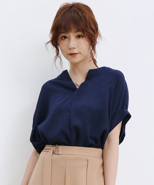ブラウス シャツ キーネックシアーブラウス「サスティナブル」 レディース for/c ブラウス シャツ キーネックシアーブラウス