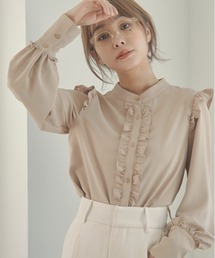 René - 【極美品】Rene♢﻿フリルブラウス♢﻿ベビーブルー♢﻿ René