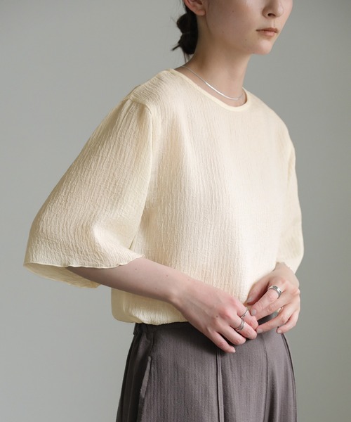 select MOCA ブラウス シャツ 楊柳シフォンハーフスリーブ