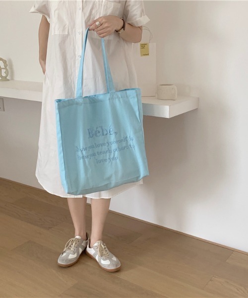 トートバッグ　Albemuth ALMO トートバッグ Bebe ロゴ刺繍トートBAG(BEY) レディース