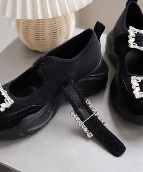 SESTO（セスト） スニーカー ダブルビジューメリージェーン厚底