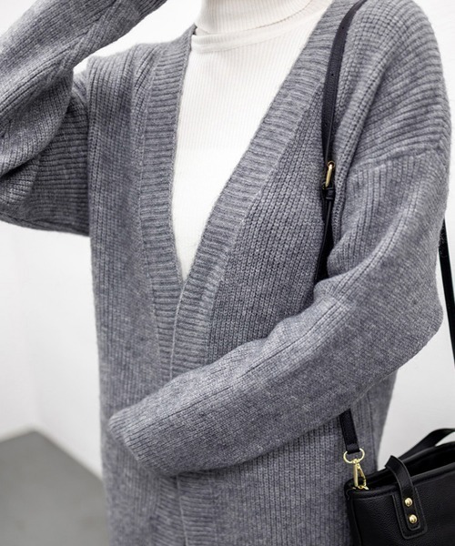 オールドイングランド　ロングカーディガン(ニットコート) グレー OLD ENGLAND グレー ニット カーディガン コート オールドイングランド